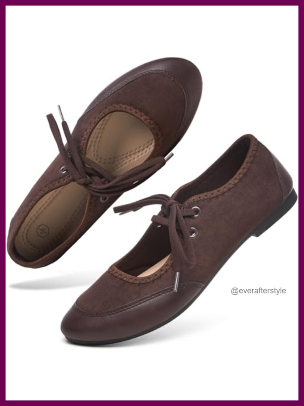 Suede Lace-Up Mary Jane Flats Round Toe Comfort Dress Shoes